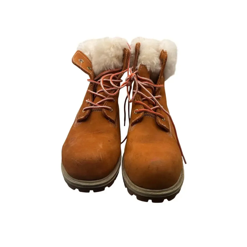 Life Outdoors Brown Leather Faux Fur Lace Up Winter Boots Women’s 7.5 Winter